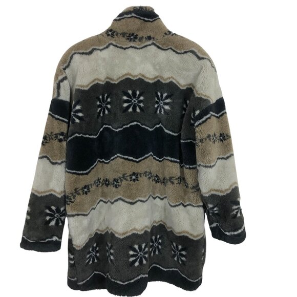 Vtg Skila Finland Faux Fur Coat 10 Nordic Floral Pattern Toggles Plush Neutral - Picture 4 of 11